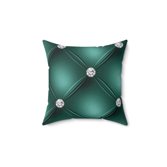 Elegant Glamour Square Pillow with Diamond Accents