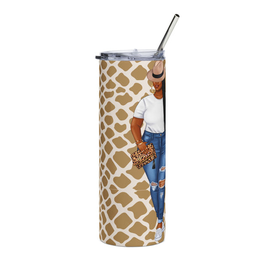 Chic Giraffe Print Stainless Steel Tumbler - 20oz Inspirational Travel Mug