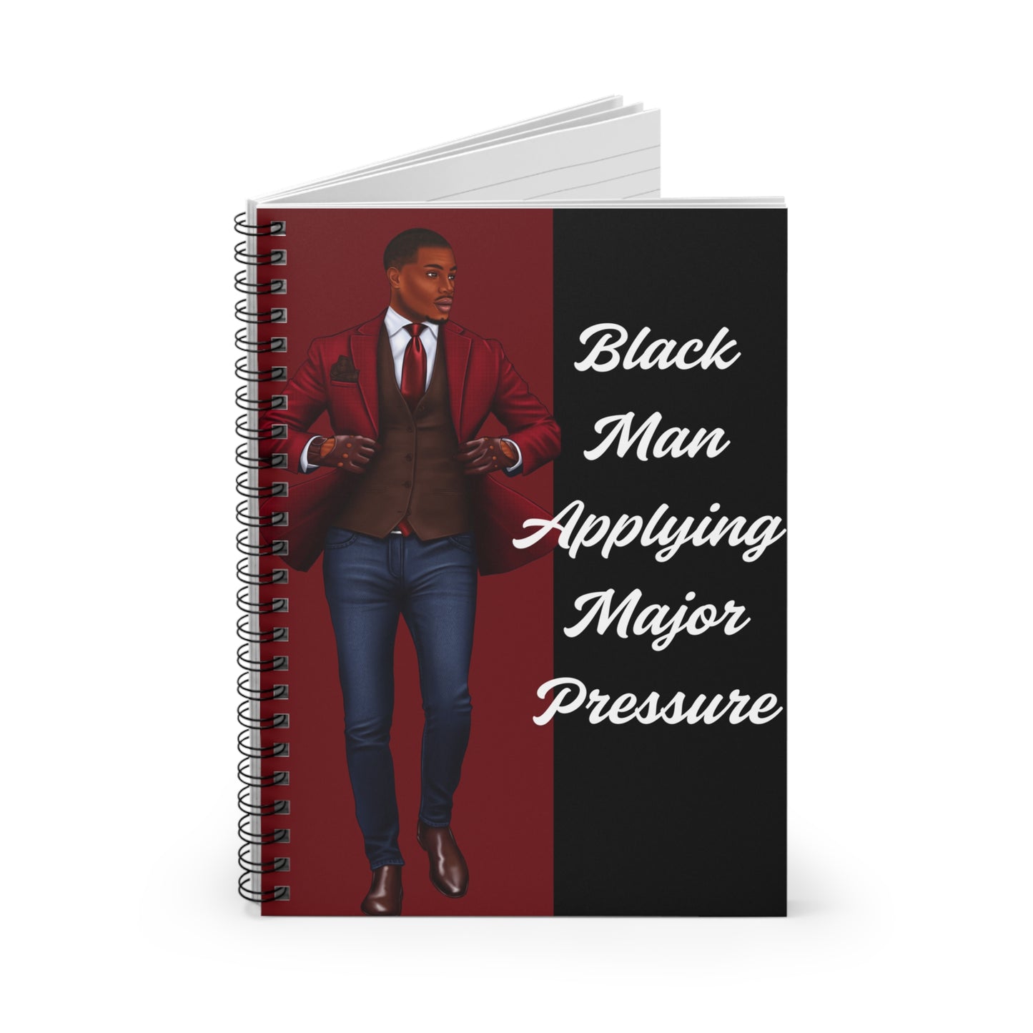 Motivational Spiral Notebook - Black Man Applying Major Pressure
