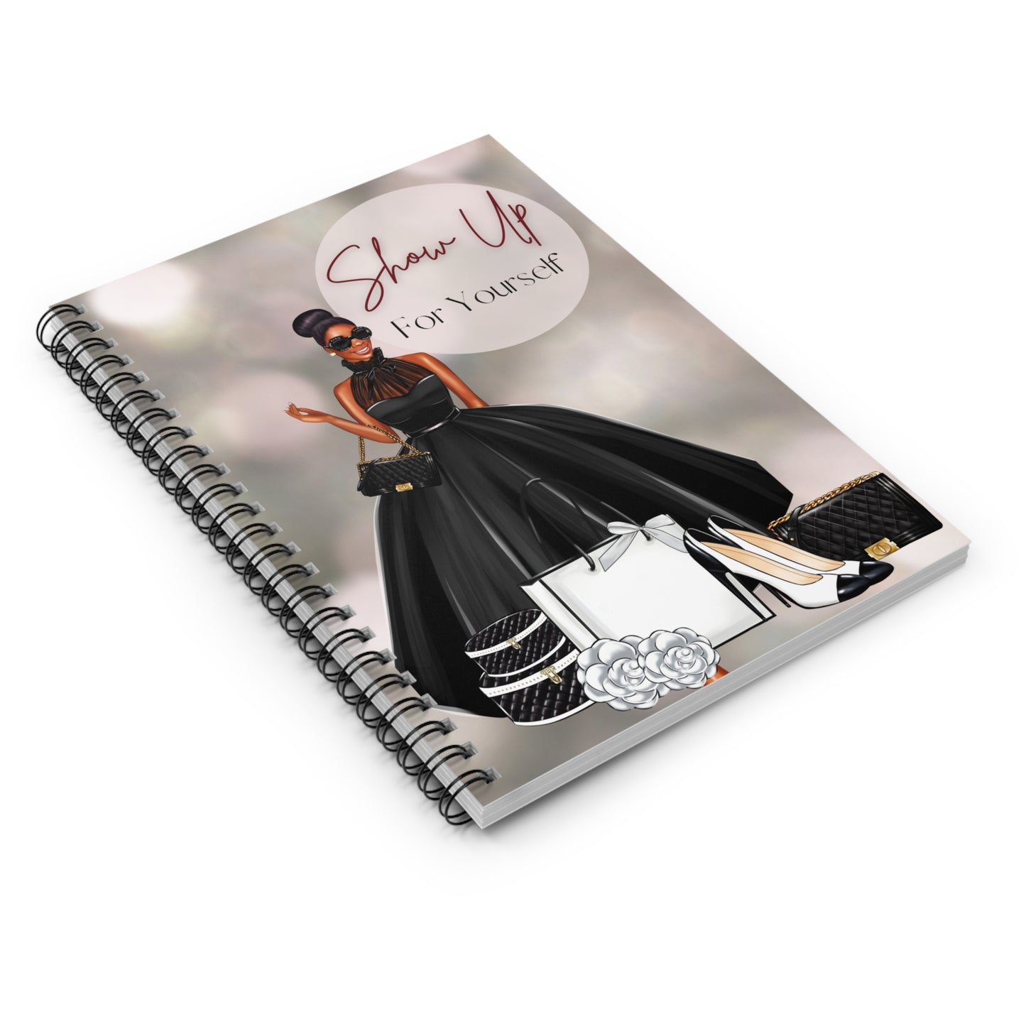 Chic Spiral Notebook - "Show Up For Yourself" - Elegant Fashion Design