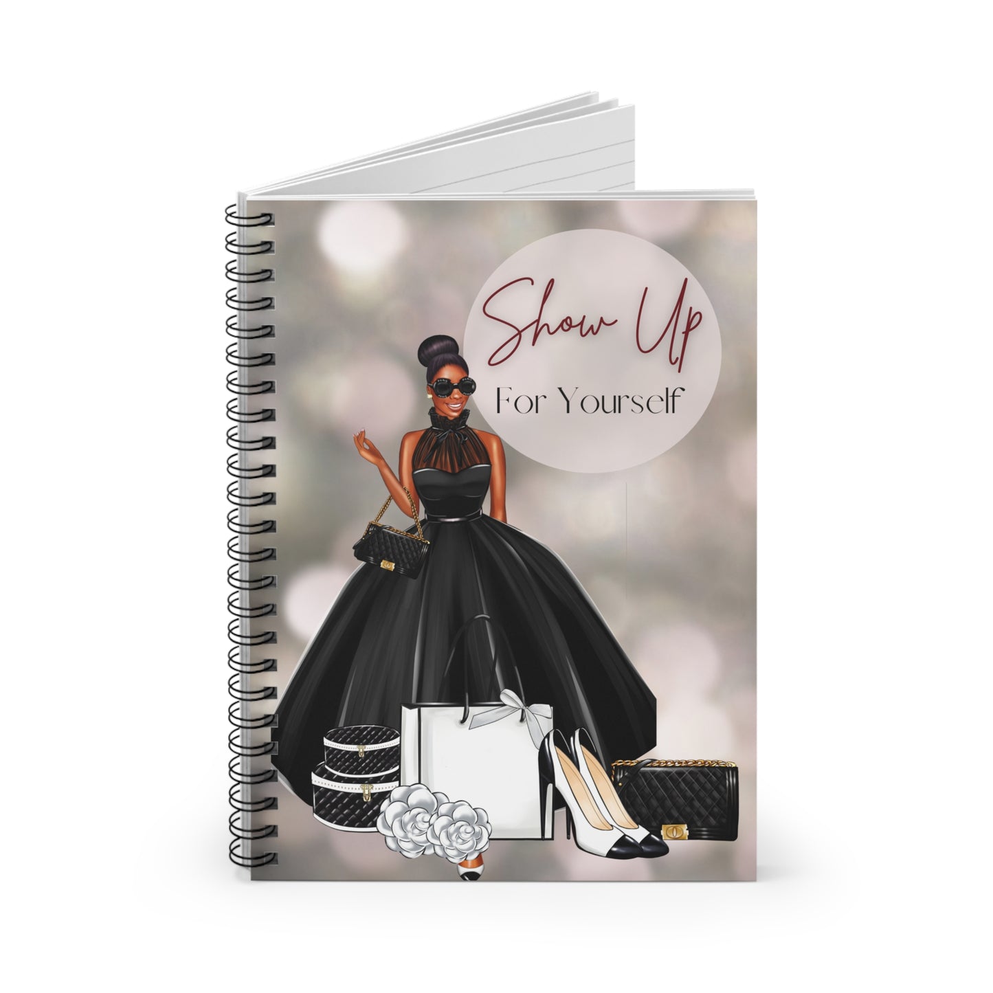 Show Up For Yourself Spiral Notebook - Stylish & Inspirational Journal for Black Women