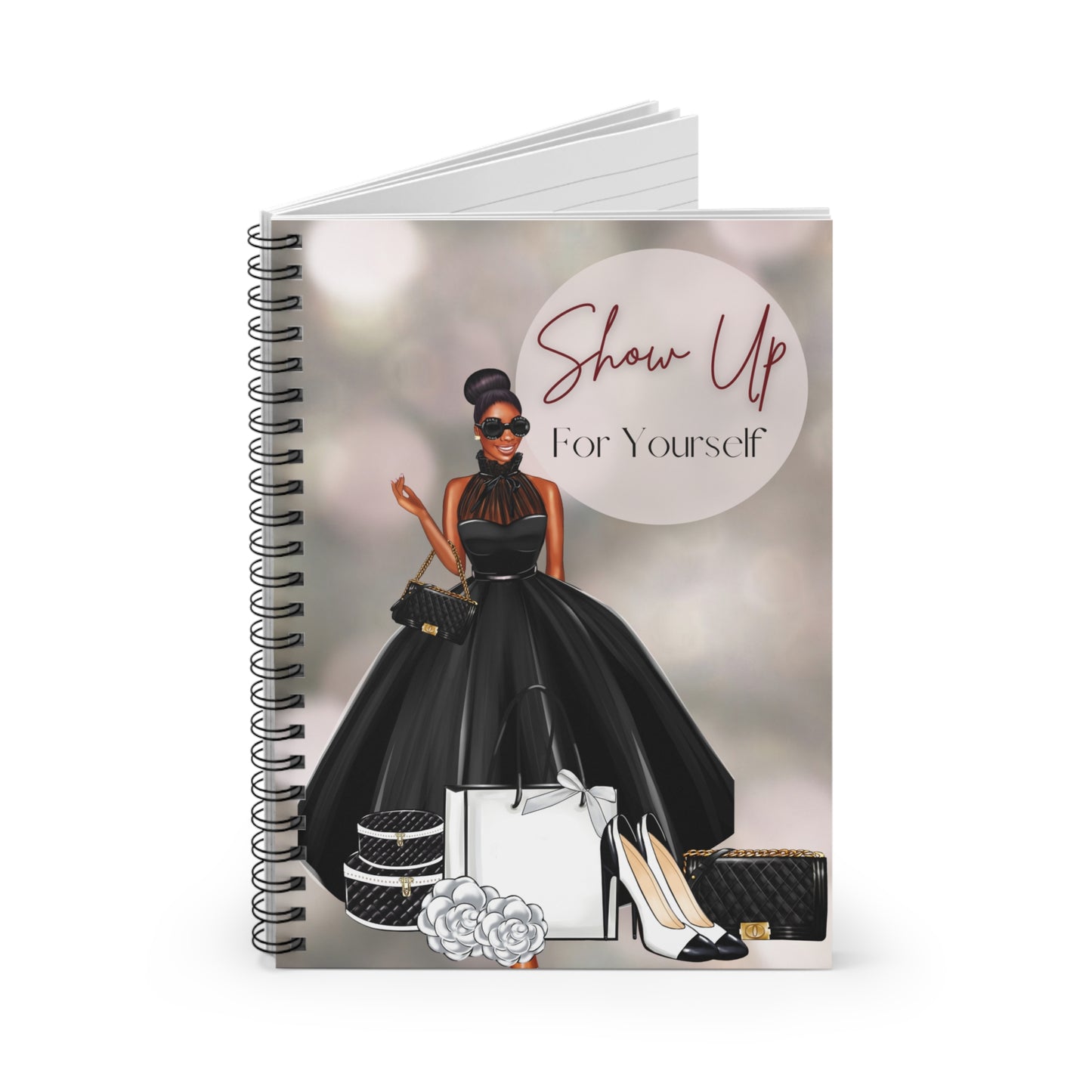 Chic Spiral Notebook - "Show Up For Yourself" - Elegant Fashion Design