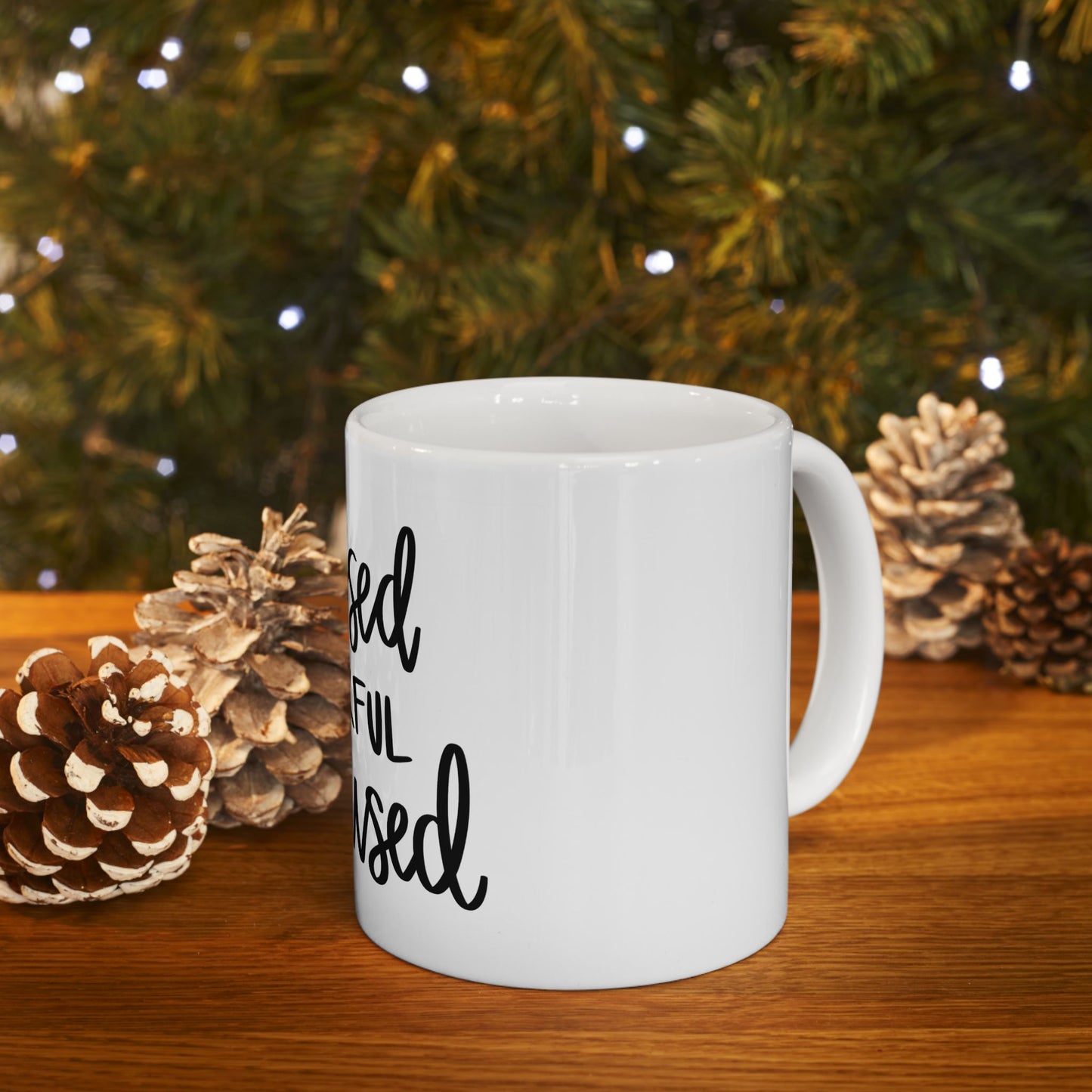 Inspirational Ceramic Mug - Blessed, Thankful, Focused - Perfect Gift for Friends and Family