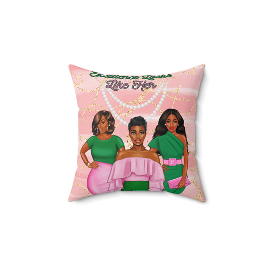 Elegant Fashionista Square Pillow - "Cretiana Looks Like Her"