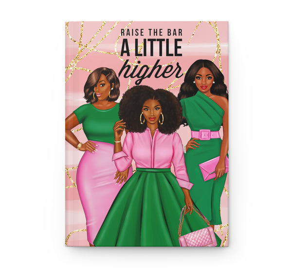 Raise The Bar Pink And Green Hardcover Journal