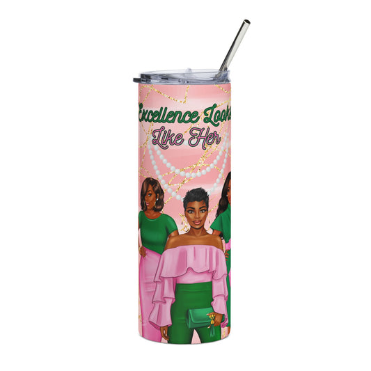 Excellence Looks Like Her Stainless Steel Tumbler - 20oz Travel Mug for Inspirational Women