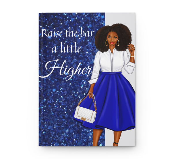 Raise The Bar White and Blue Hardcover Journal