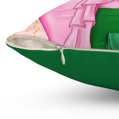 Elegant Fashionista Square Pillow - "Cretiana Looks Like Her"