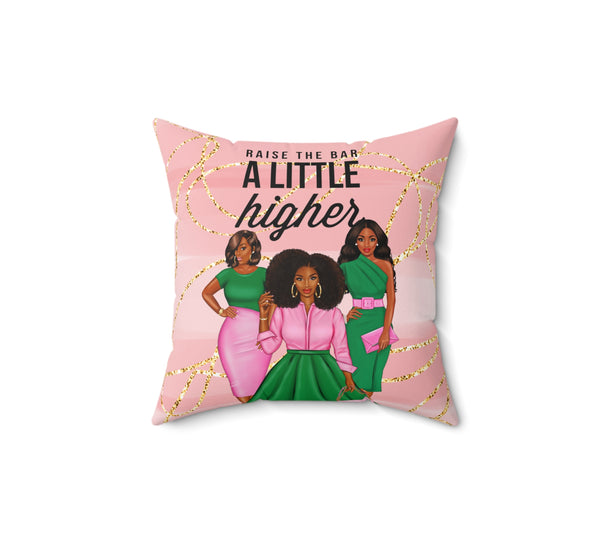 RAISE THE BAR PINK AND GREEN PILLOW