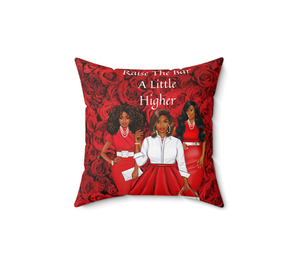 RAISE THE BAR RED AND WHITE PILLOW