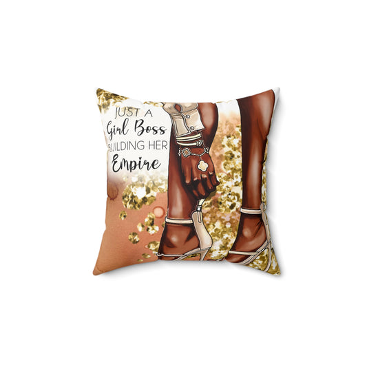 Empowering Girl Boss Square Pillow - Stylish Home Decor